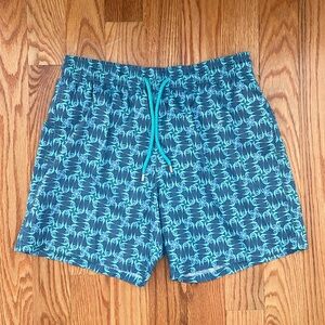 Like new Vilebrequin Lined Swim Shorts Trunks, Aqua Blue Fish Size XL